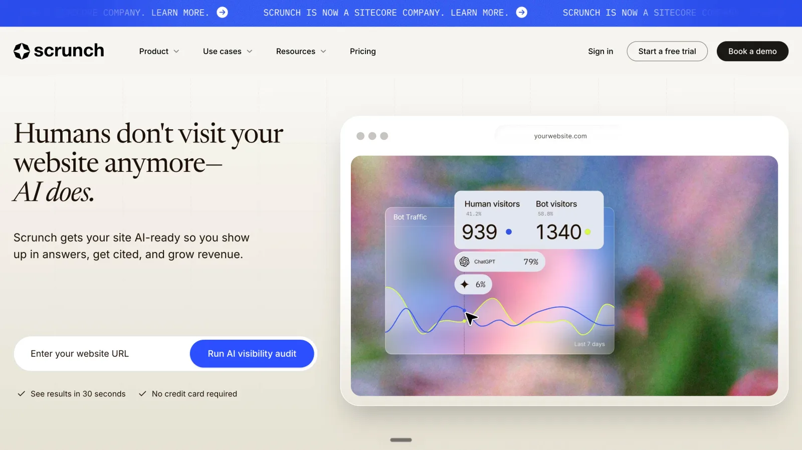 Scrunch AI enterprise platform for AI visibility and perception analysis