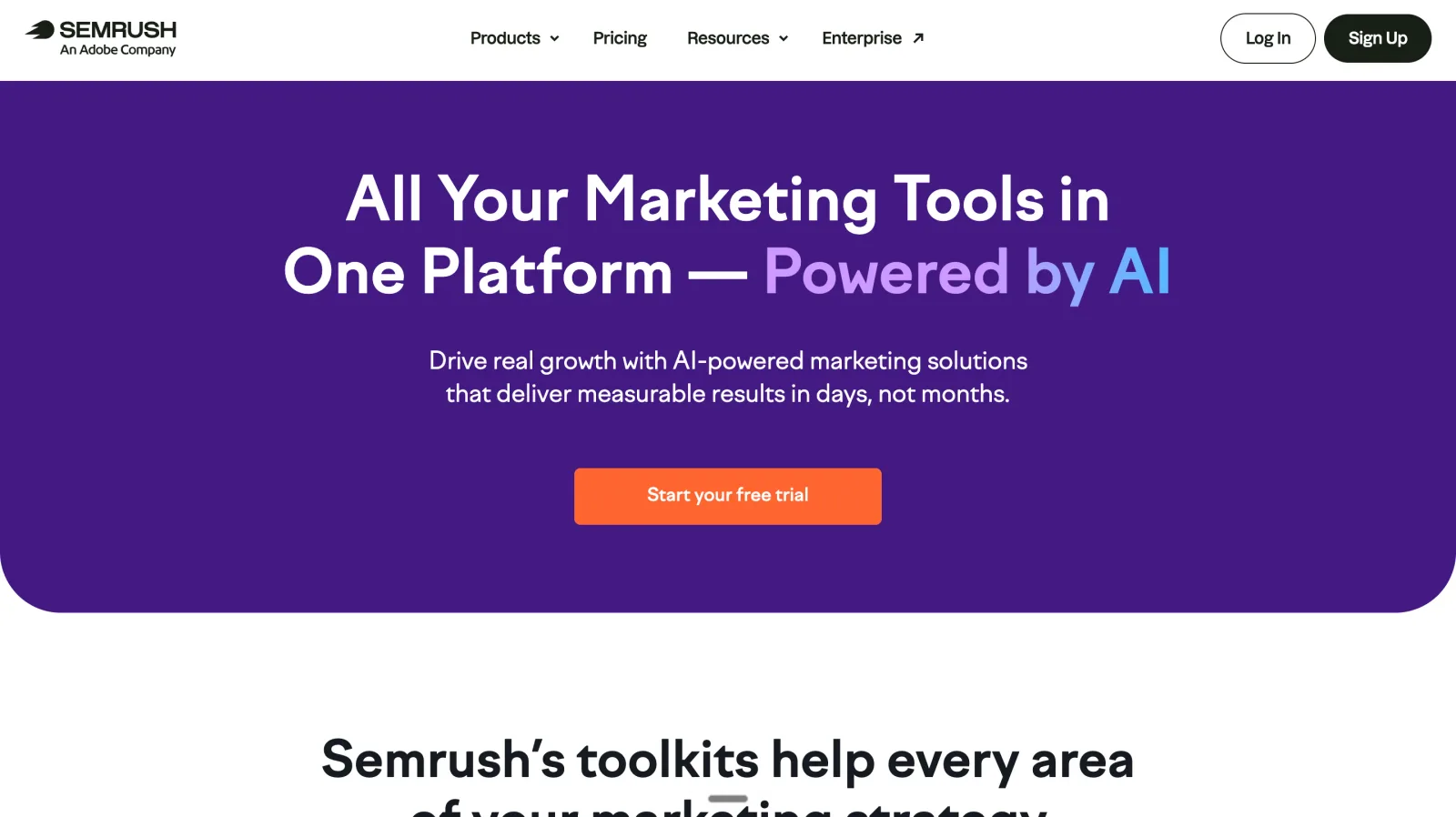 Semrush AI Toolkit dashboard for AI visibility reporting and prompt tracking