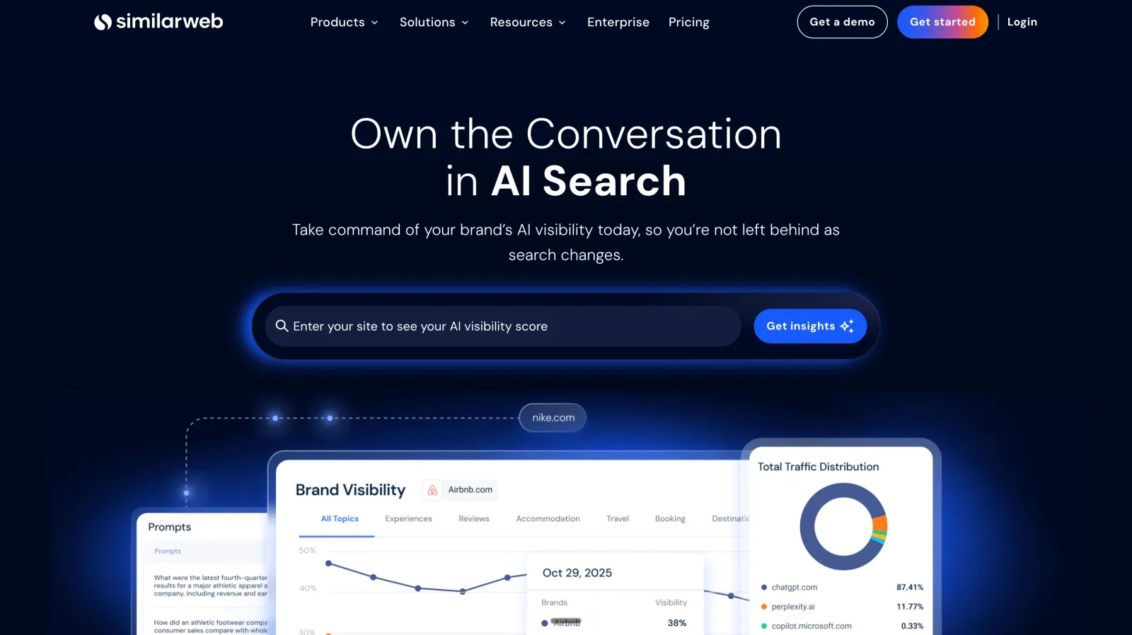 Similarweb AI Visibility dashboard for competitive benchmarking and market intelligence