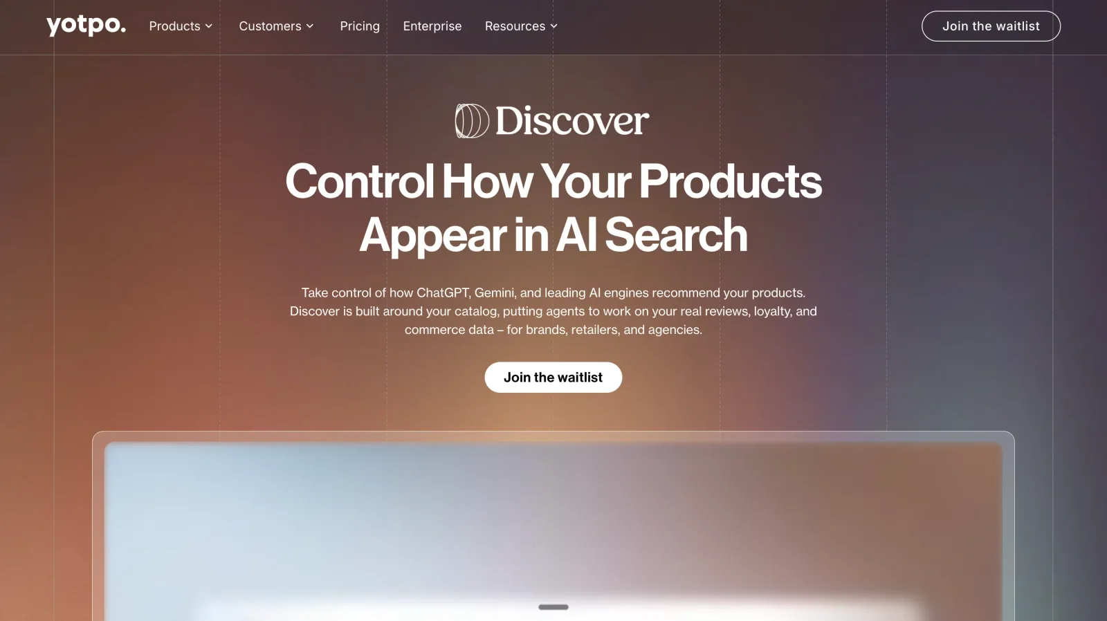 Yotpo Discover dashboard for ecommerce review-driven AI visibility